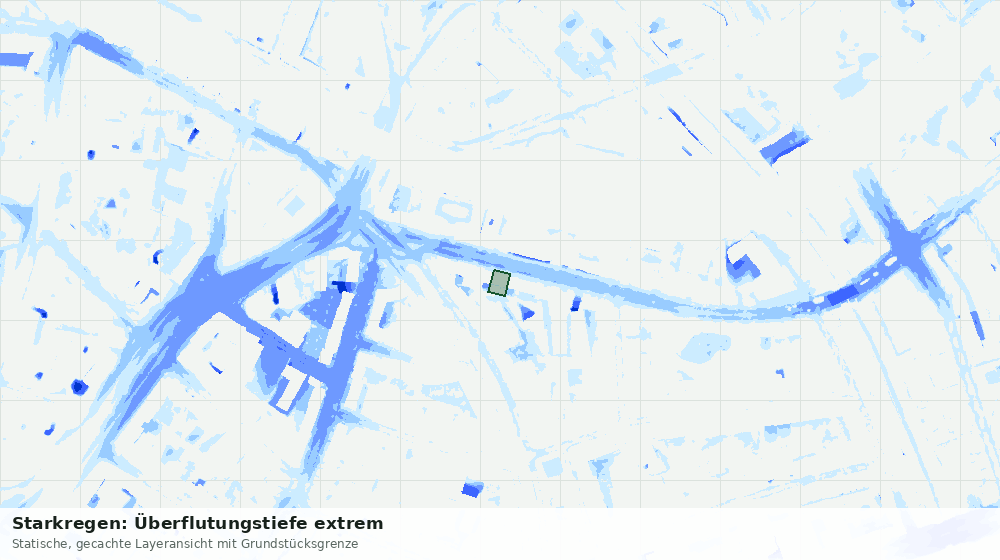 Statische Kartenansicht: Starkregen: Überflutungstiefe extrem