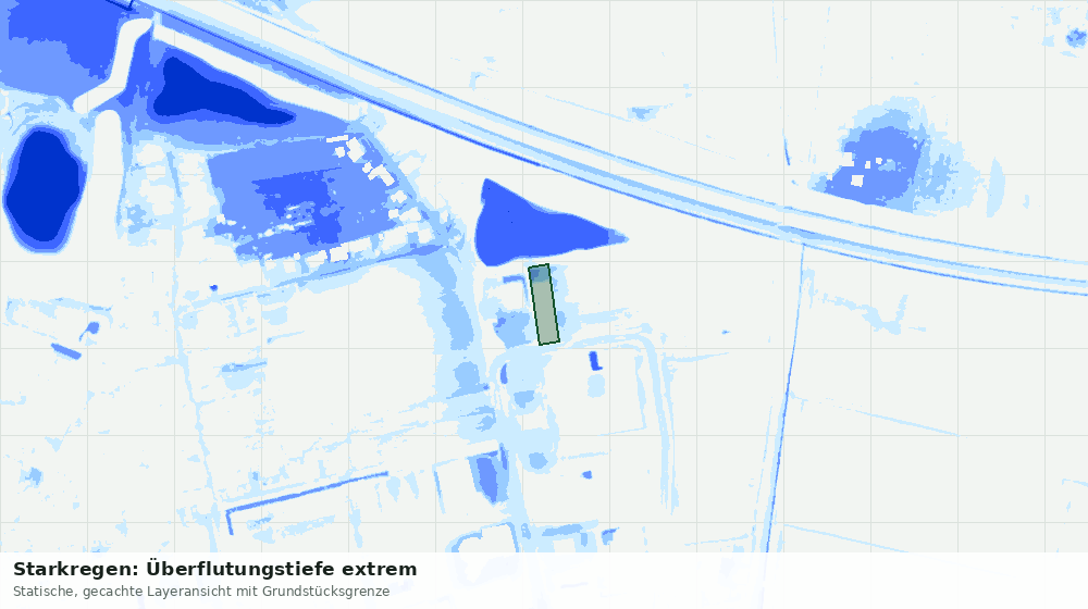 Statische Kartenansicht: Starkregen: Überflutungstiefe extrem
