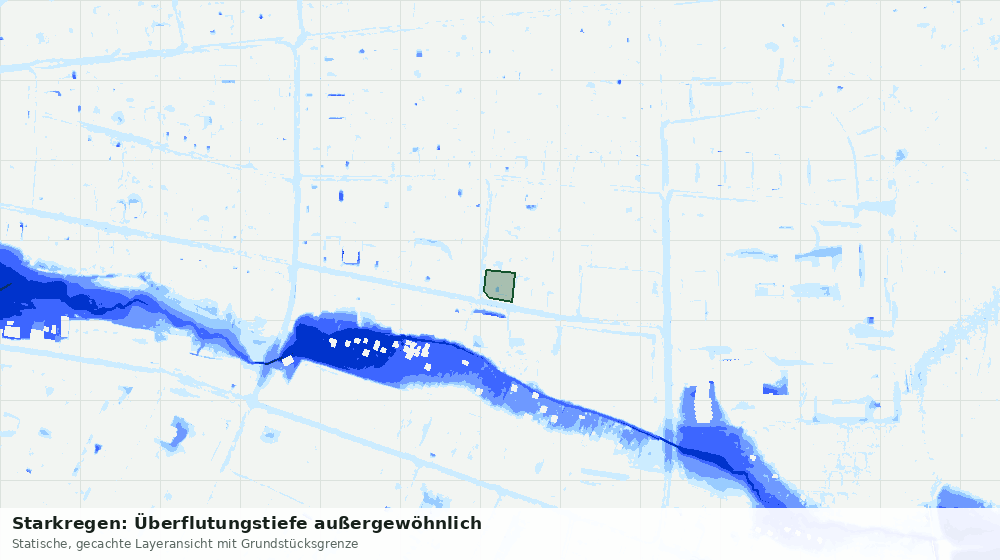 Statische Kartenansicht: Starkregen: Überflutungstiefe außergewöhnlich