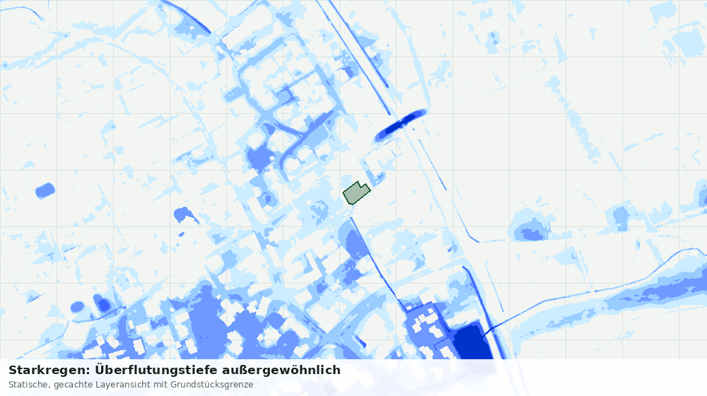 Statische Kartenansicht: Starkregen: Überflutungstiefe außergewöhnlich