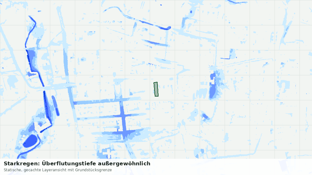 Statische Kartenansicht: Starkregen: Überflutungstiefe außergewöhnlich