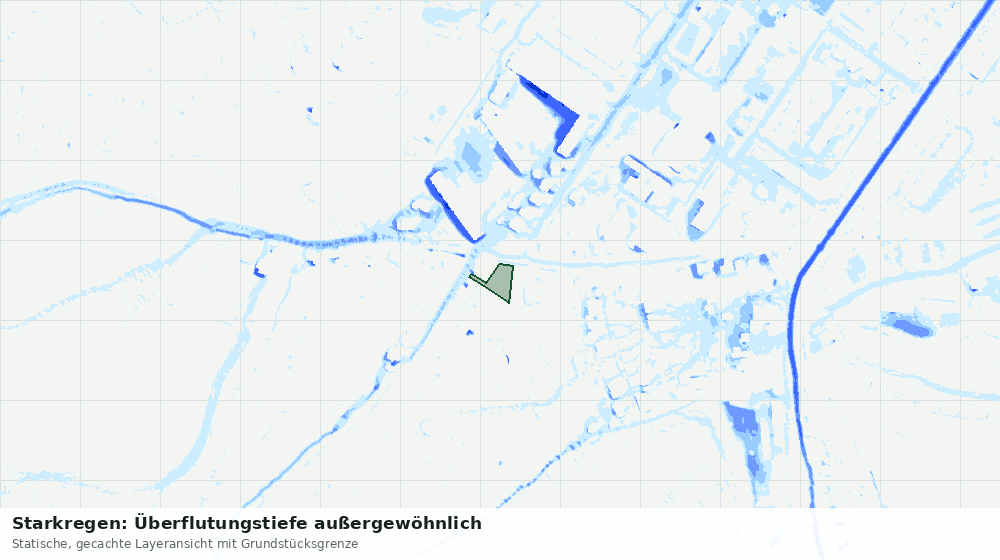 Statische Kartenansicht: Starkregen: Überflutungstiefe außergewöhnlich