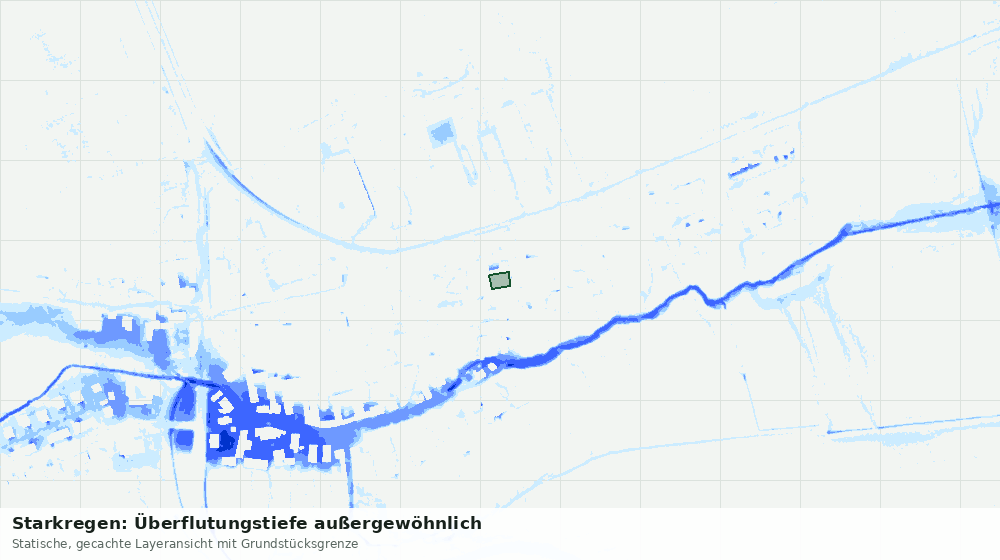 Statische Kartenansicht: Starkregen: Überflutungstiefe außergewöhnlich