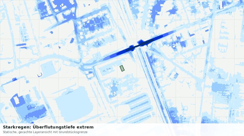 Statische Kartenansicht: Starkregen: Überflutungstiefe extrem