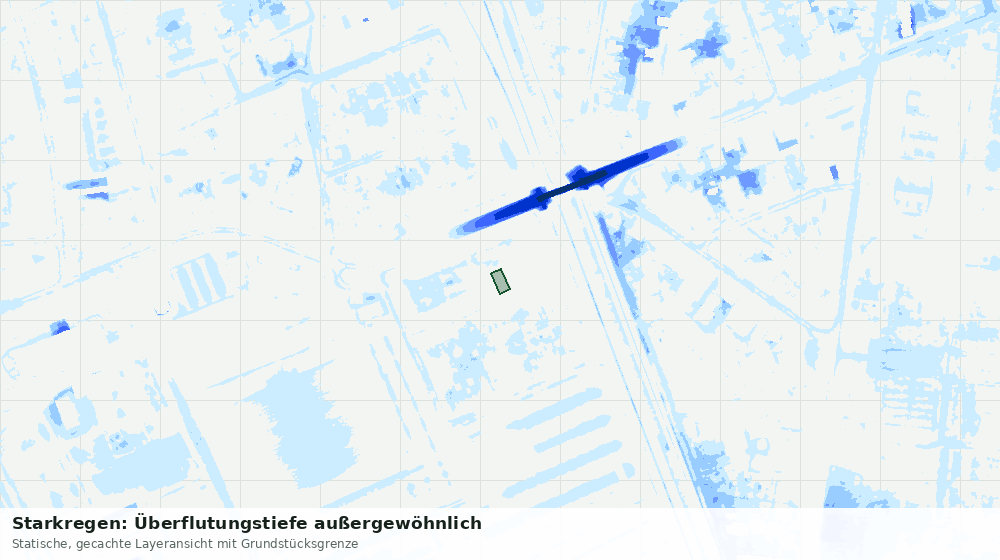 Statische Kartenansicht: Starkregen: Überflutungstiefe außergewöhnlich