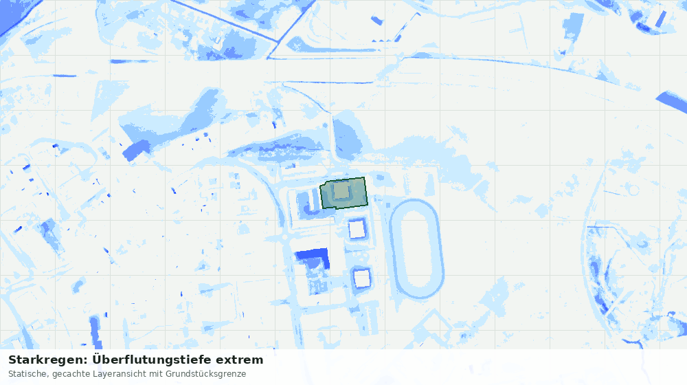 Statische Kartenansicht: Starkregen: Überflutungstiefe extrem