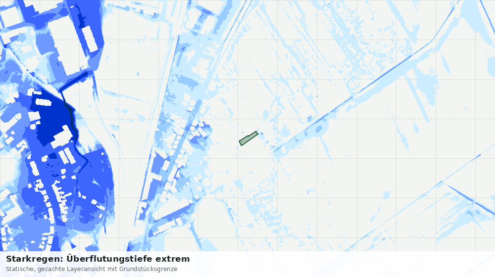 Statische Kartenansicht: Starkregen: Überflutungstiefe extrem