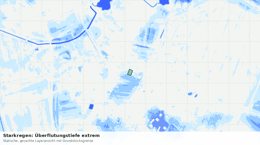 Statische Kartenansicht: Starkregen: Überflutungstiefe extrem