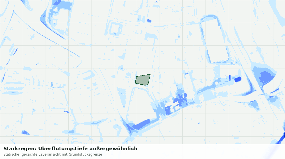 Statische Kartenansicht: Starkregen: Überflutungstiefe außergewöhnlich