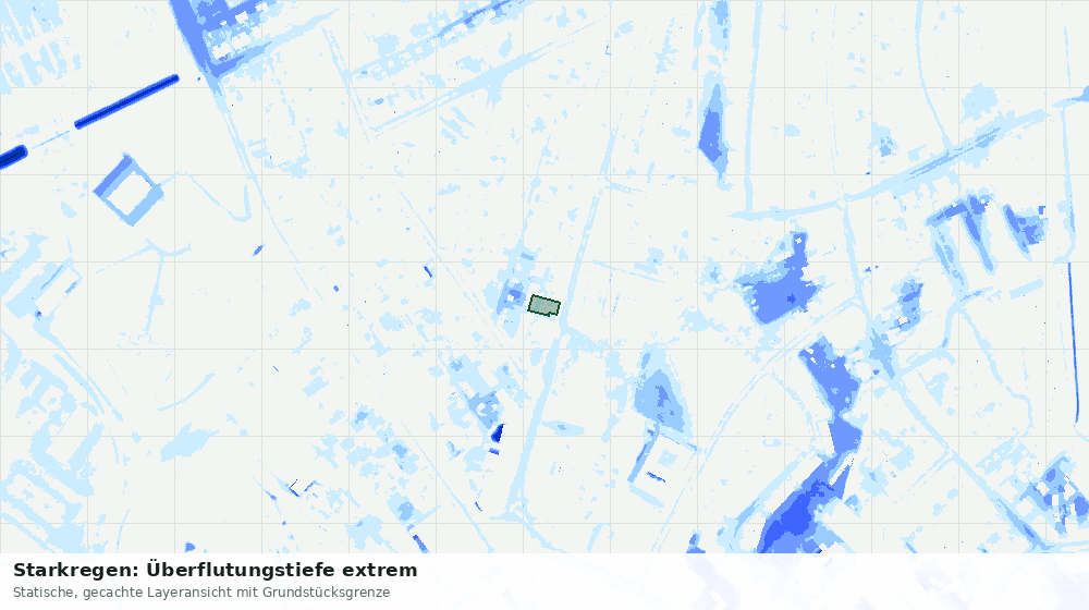 Statische Kartenansicht: Starkregen: Überflutungstiefe extrem