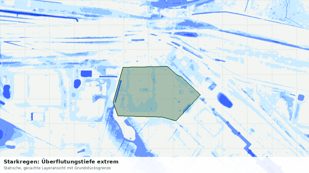 Statische Kartenansicht: Starkregen: Überflutungstiefe extrem