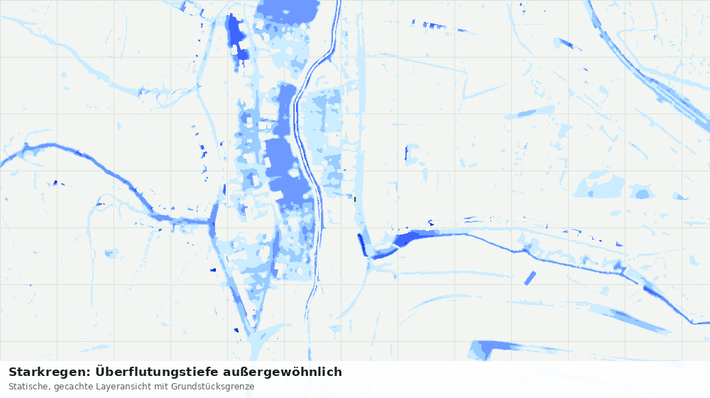 Statische Kartenansicht: Starkregen: Überflutungstiefe außergewöhnlich
