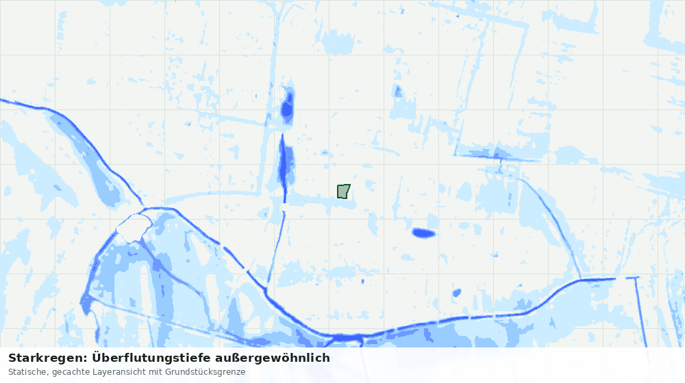 Statische Kartenansicht: Starkregen: Überflutungstiefe außergewöhnlich