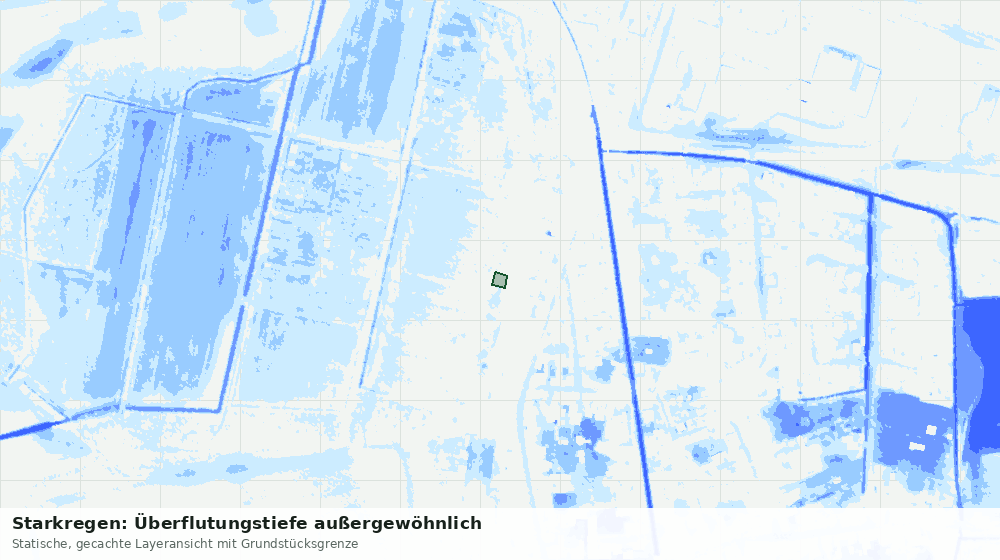 Statische Kartenansicht: Starkregen: Überflutungstiefe außergewöhnlich