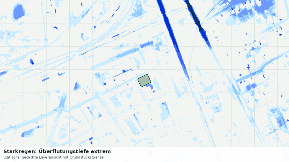 Statische Kartenansicht: Starkregen: Überflutungstiefe extrem