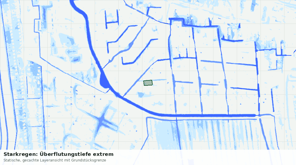 Statische Kartenansicht: Starkregen: Überflutungstiefe extrem