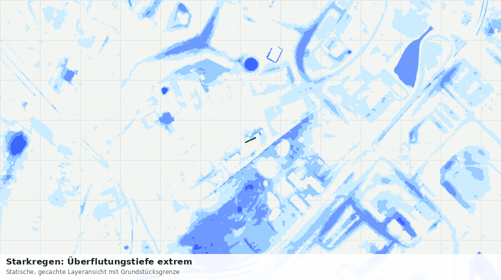 Statische Kartenansicht: Starkregen: Überflutungstiefe extrem