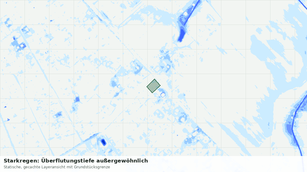 Statische Kartenansicht: Starkregen: Überflutungstiefe außergewöhnlich