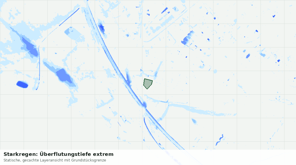 Statische Kartenansicht: Starkregen: Überflutungstiefe extrem