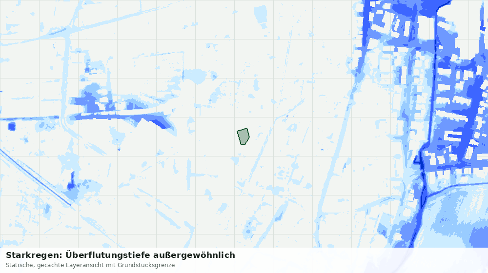 Statische Kartenansicht: Starkregen: Überflutungstiefe außergewöhnlich
