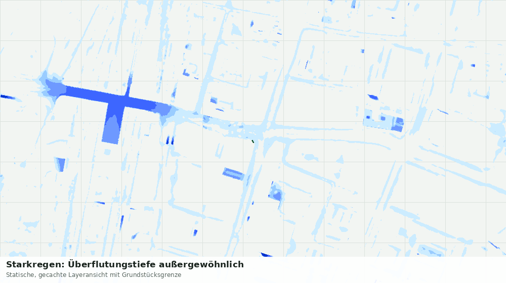 Statische Kartenansicht: Starkregen: Überflutungstiefe außergewöhnlich