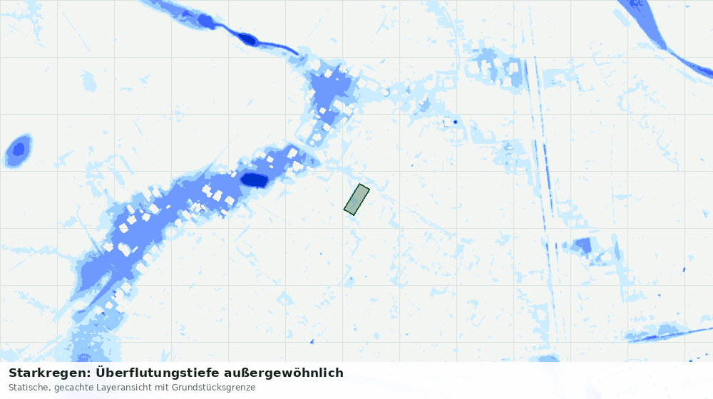 Statische Kartenansicht: Starkregen: Überflutungstiefe außergewöhnlich
