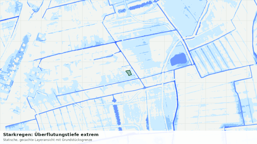 Statische Kartenansicht: Starkregen: Überflutungstiefe extrem