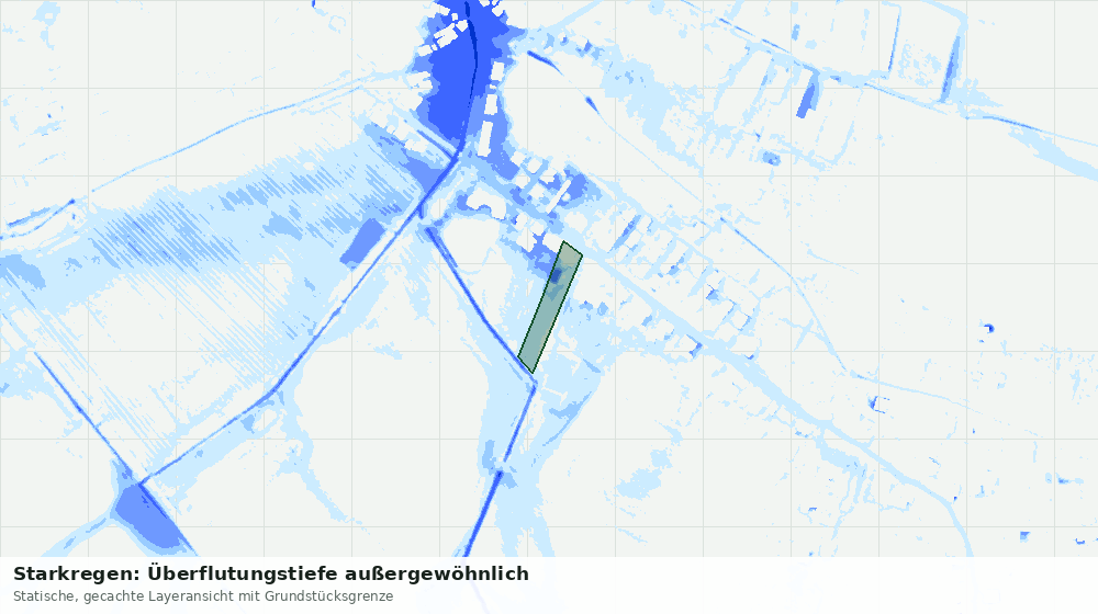 Statische Kartenansicht: Starkregen: Überflutungstiefe außergewöhnlich