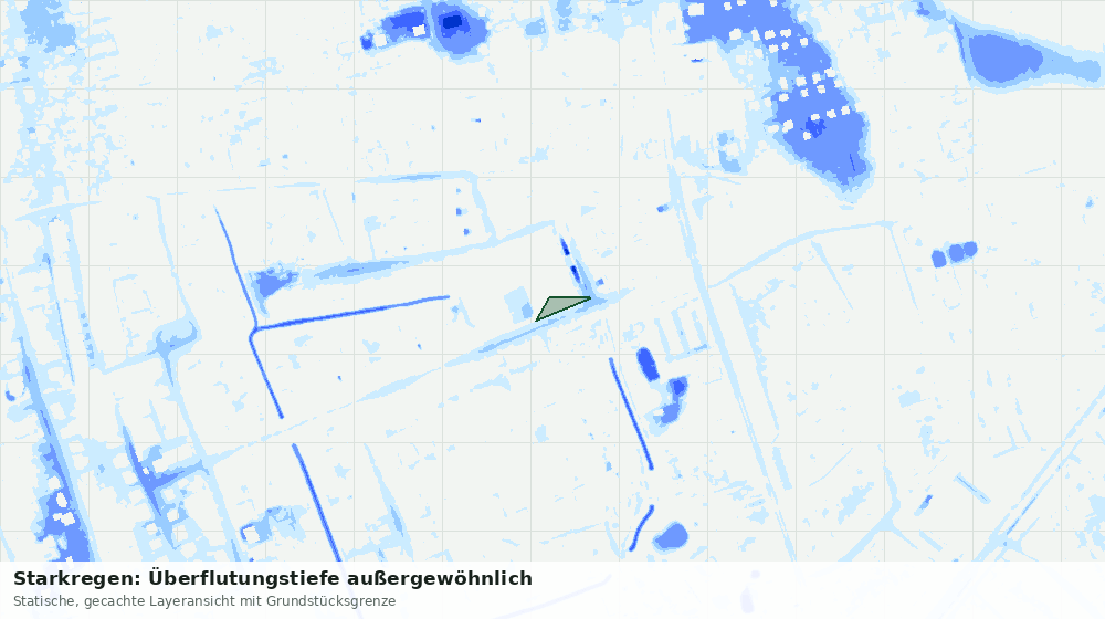 Statische Kartenansicht: Starkregen: Überflutungstiefe außergewöhnlich