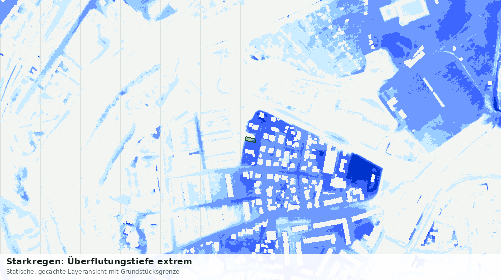 Statische Kartenansicht: Starkregen: Überflutungstiefe extrem