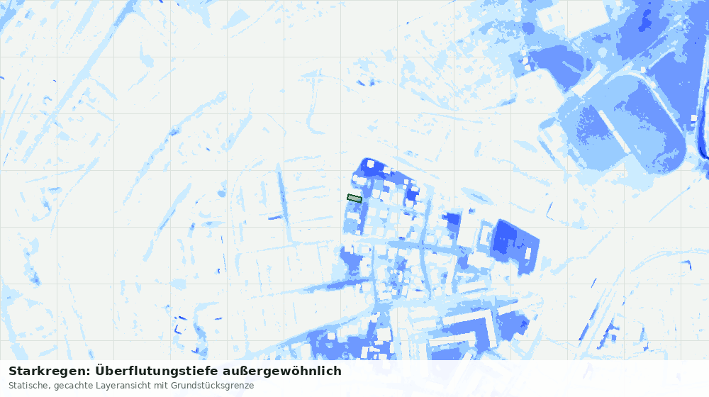 Statische Kartenansicht: Starkregen: Überflutungstiefe außergewöhnlich