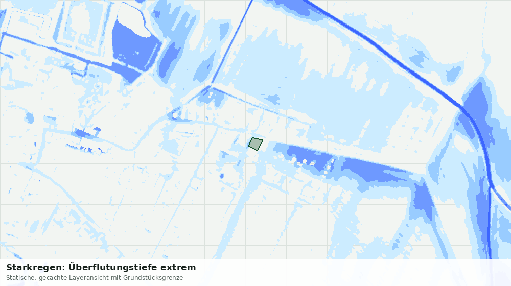 Statische Kartenansicht: Starkregen: Überflutungstiefe extrem