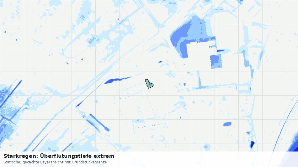 Statische Kartenansicht: Starkregen: Überflutungstiefe extrem