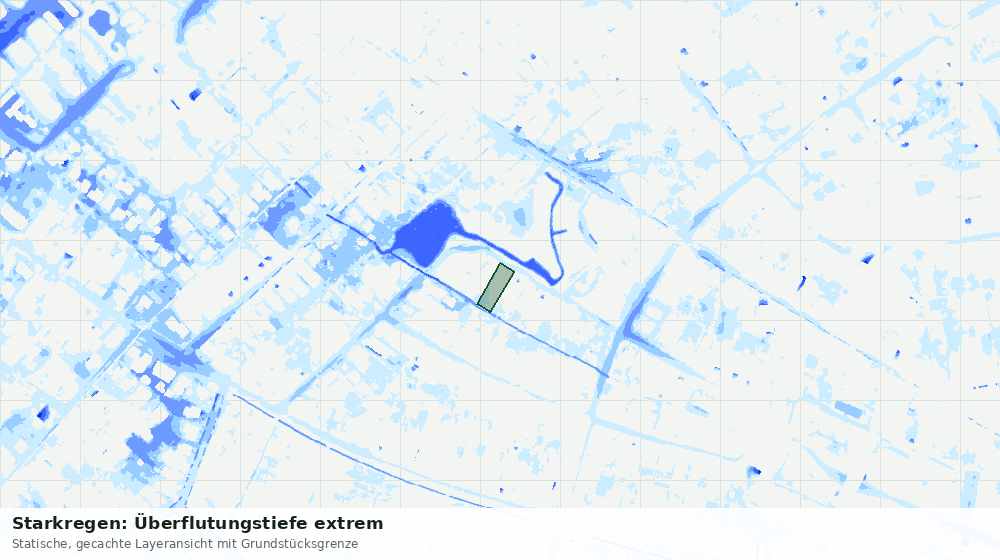 Statische Kartenansicht: Starkregen: Überflutungstiefe extrem
