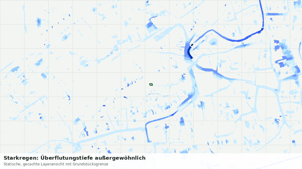 Statische Kartenansicht: Starkregen: Überflutungstiefe außergewöhnlich