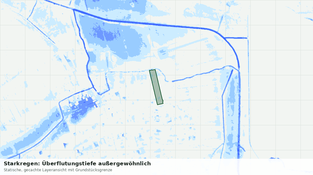Statische Kartenansicht: Starkregen: Überflutungstiefe außergewöhnlich
