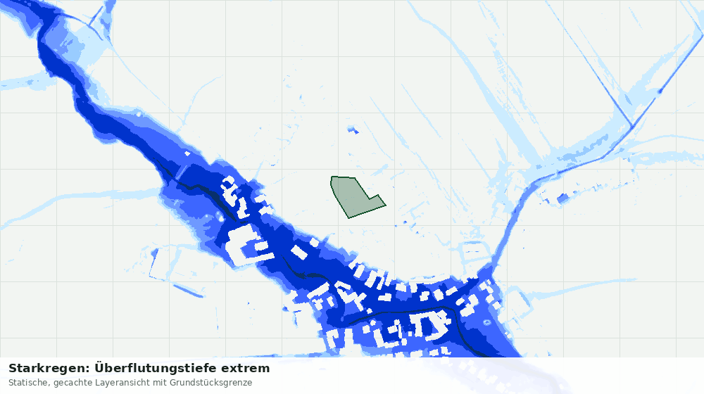 Statische Kartenansicht: Starkregen: Überflutungstiefe extrem
