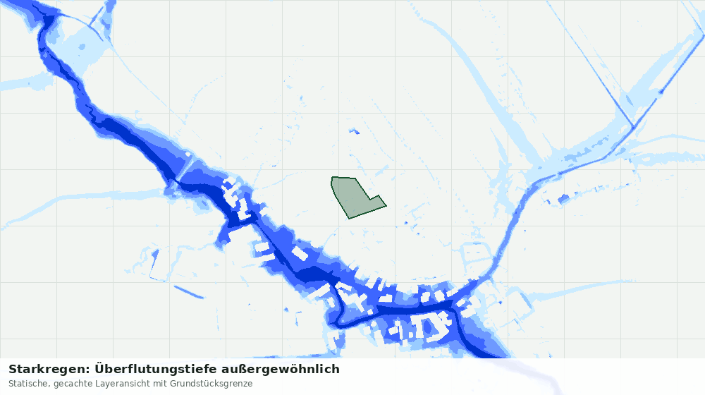 Statische Kartenansicht: Starkregen: Überflutungstiefe außergewöhnlich
