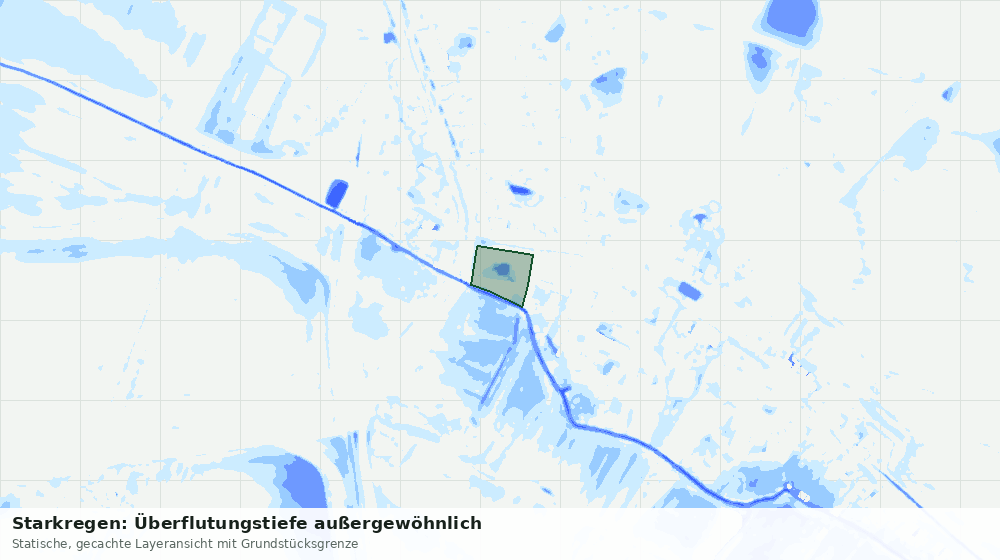 Statische Kartenansicht: Starkregen: Überflutungstiefe außergewöhnlich