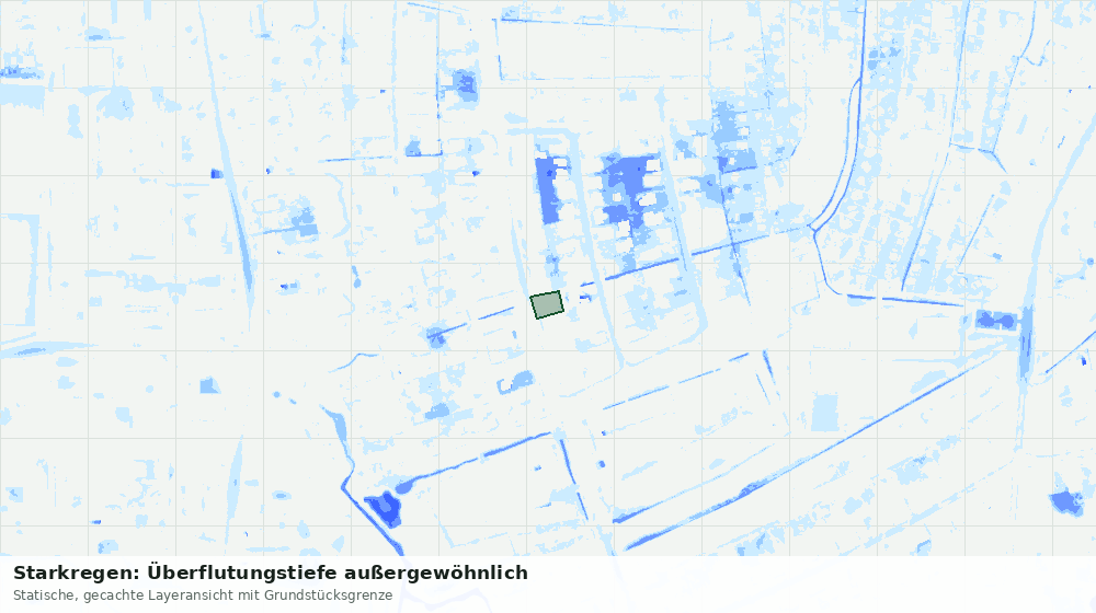Statische Kartenansicht: Starkregen: Überflutungstiefe außergewöhnlich
