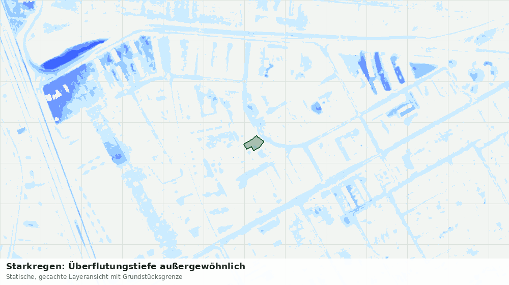 Statische Kartenansicht: Starkregen: Überflutungstiefe außergewöhnlich