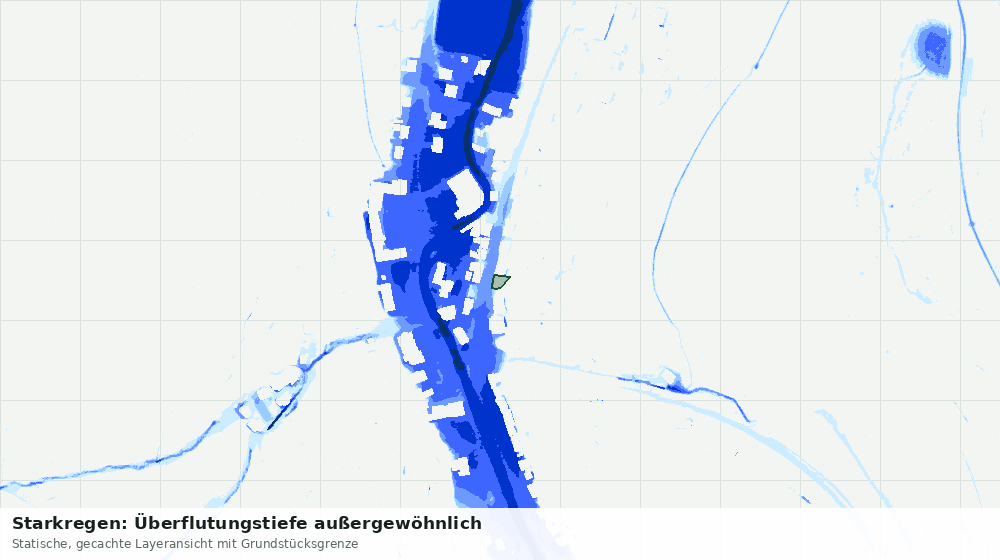 Statische Kartenansicht: Starkregen: Überflutungstiefe außergewöhnlich