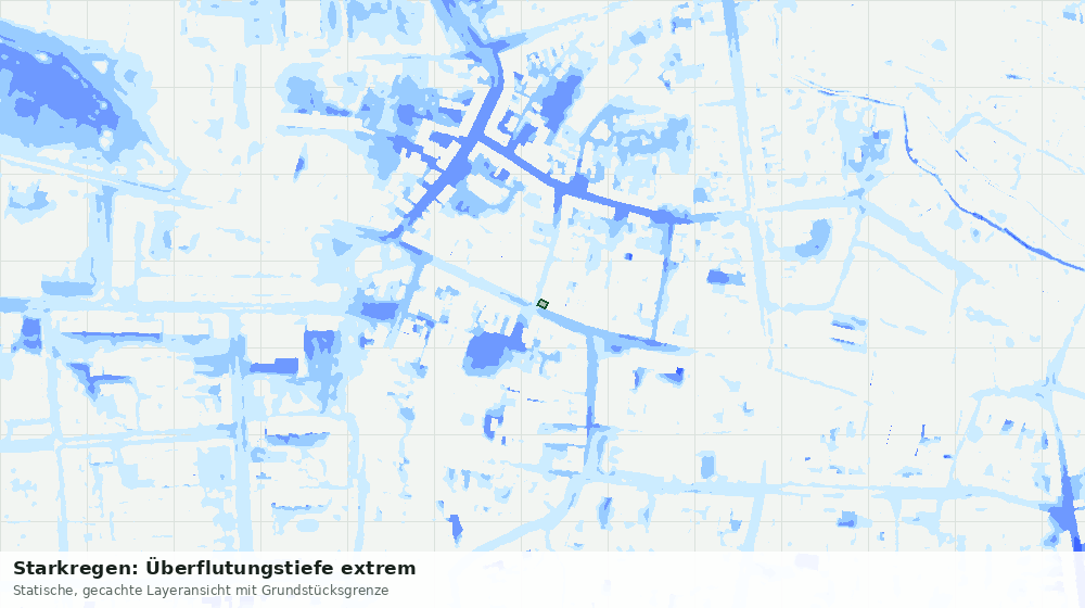 Statische Kartenansicht: Starkregen: Überflutungstiefe extrem