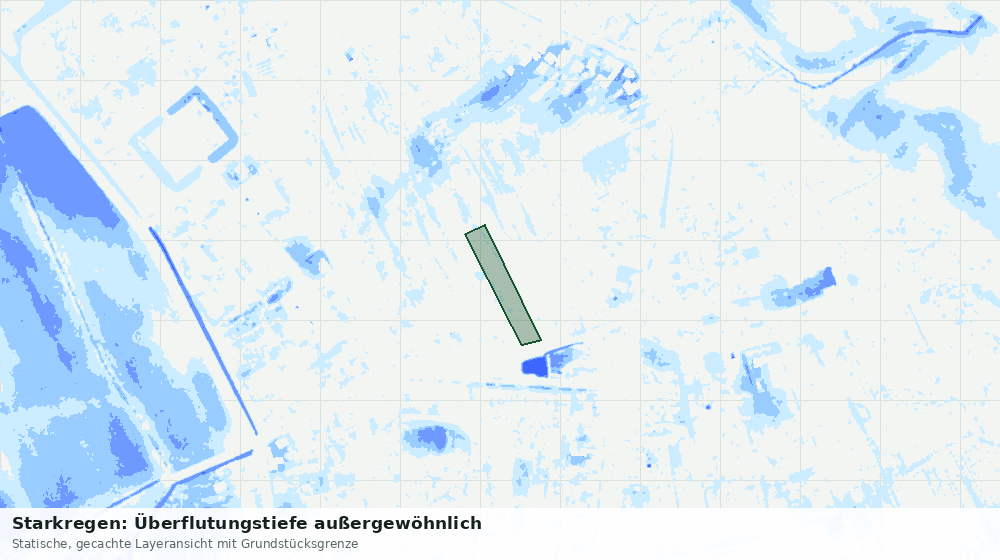 Statische Kartenansicht: Starkregen: Überflutungstiefe außergewöhnlich