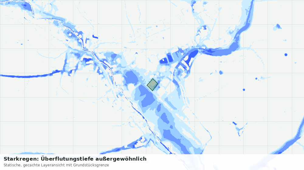 Statische Kartenansicht: Starkregen: Überflutungstiefe außergewöhnlich