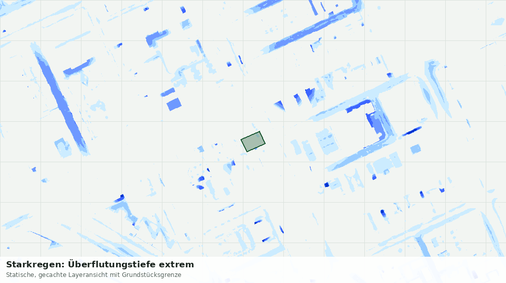 Statische Kartenansicht: Starkregen: Überflutungstiefe extrem