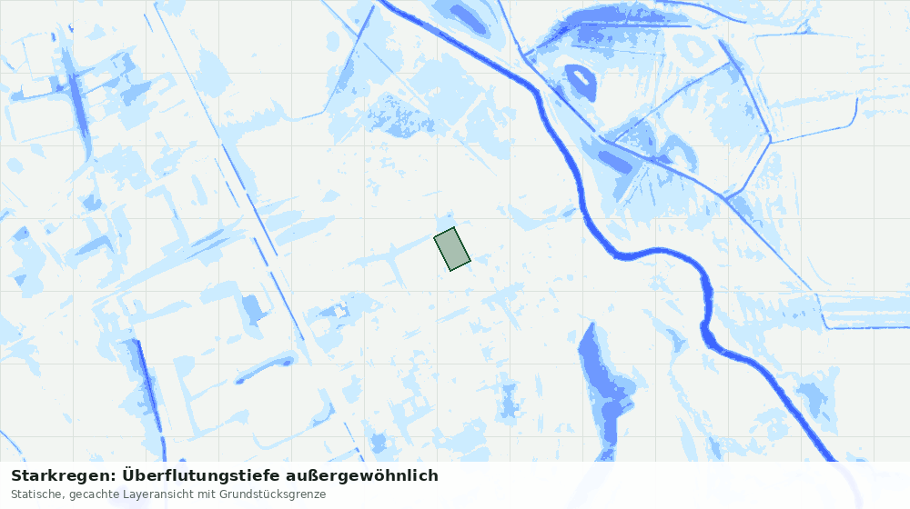 Statische Kartenansicht: Starkregen: Überflutungstiefe außergewöhnlich
