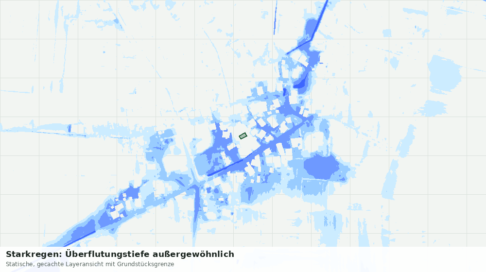 Statische Kartenansicht: Starkregen: Überflutungstiefe außergewöhnlich