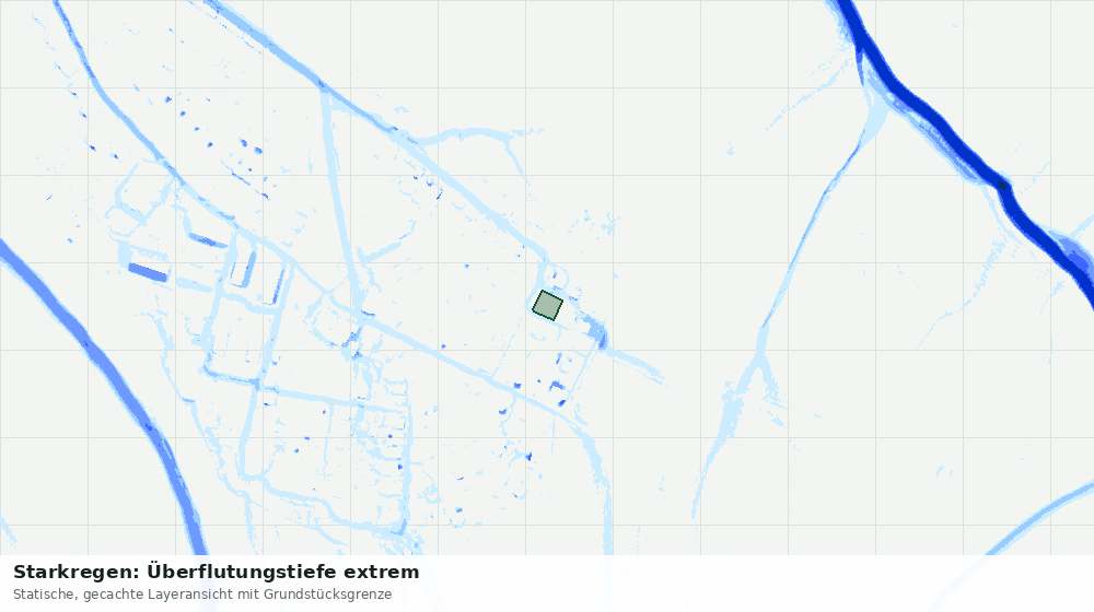 Statische Kartenansicht: Starkregen: Überflutungstiefe extrem