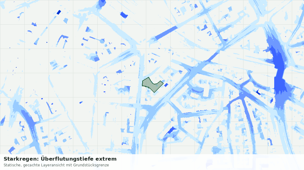 Statische Kartenansicht: Starkregen: Überflutungstiefe extrem